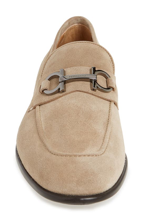 Shop Ferragamo Foster Bit Suede Loafer In Beige