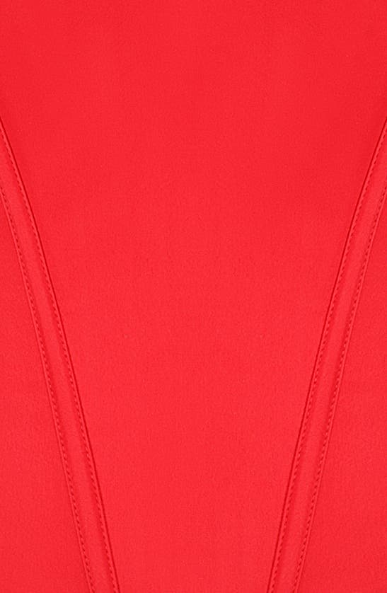 House Of Cb Genevieve Strapless Satin Corset Top In Salsa