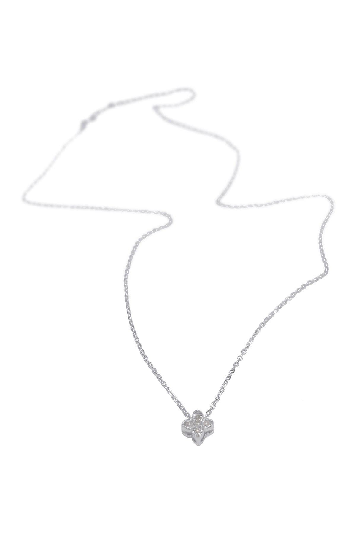 Adornia Fine Sterling Silver Pave Diamond Clover Pendant Necklace