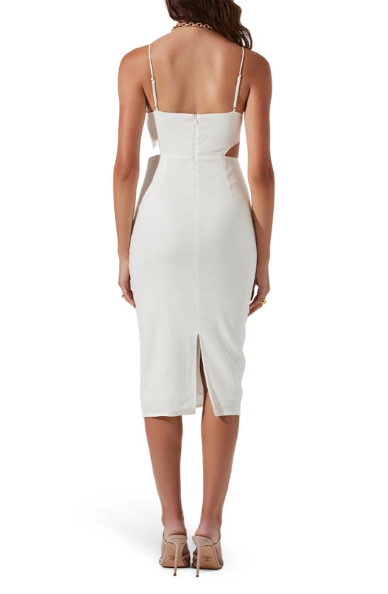 Shop Astr Didion Cutout Sleeveless Linen Blend Dress In Off White
