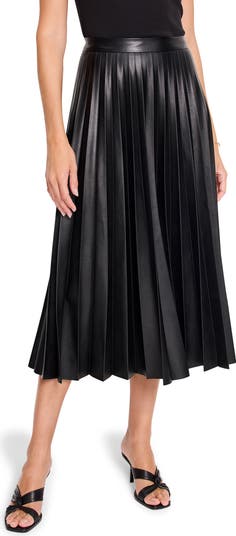 Black pleated pleather skirt best sale