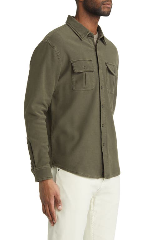 The Normal Brand Tailored Terry Shirt Jacket In Dusty Olive