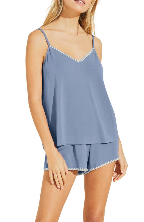 Shop Eberjey Frida Camisole & Shorts Pajamas In Wedgewood Blue/ivory