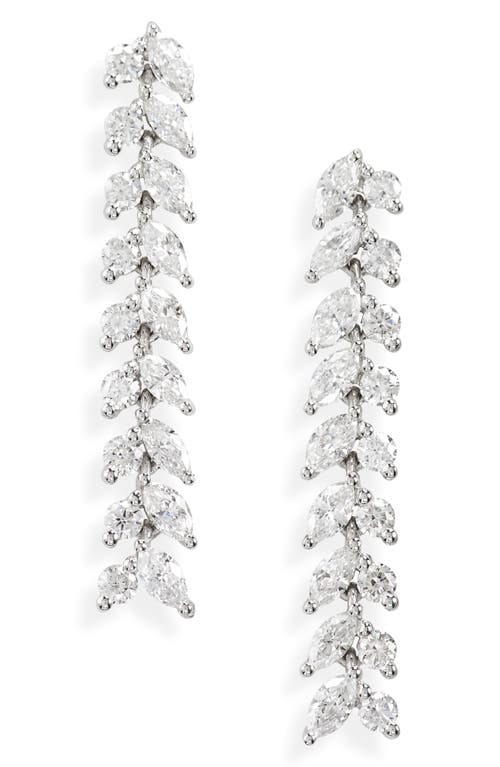 Bony Levy Getty Diamond Floral Linear Drop Earrings in 18K White Gold at Nordstrom