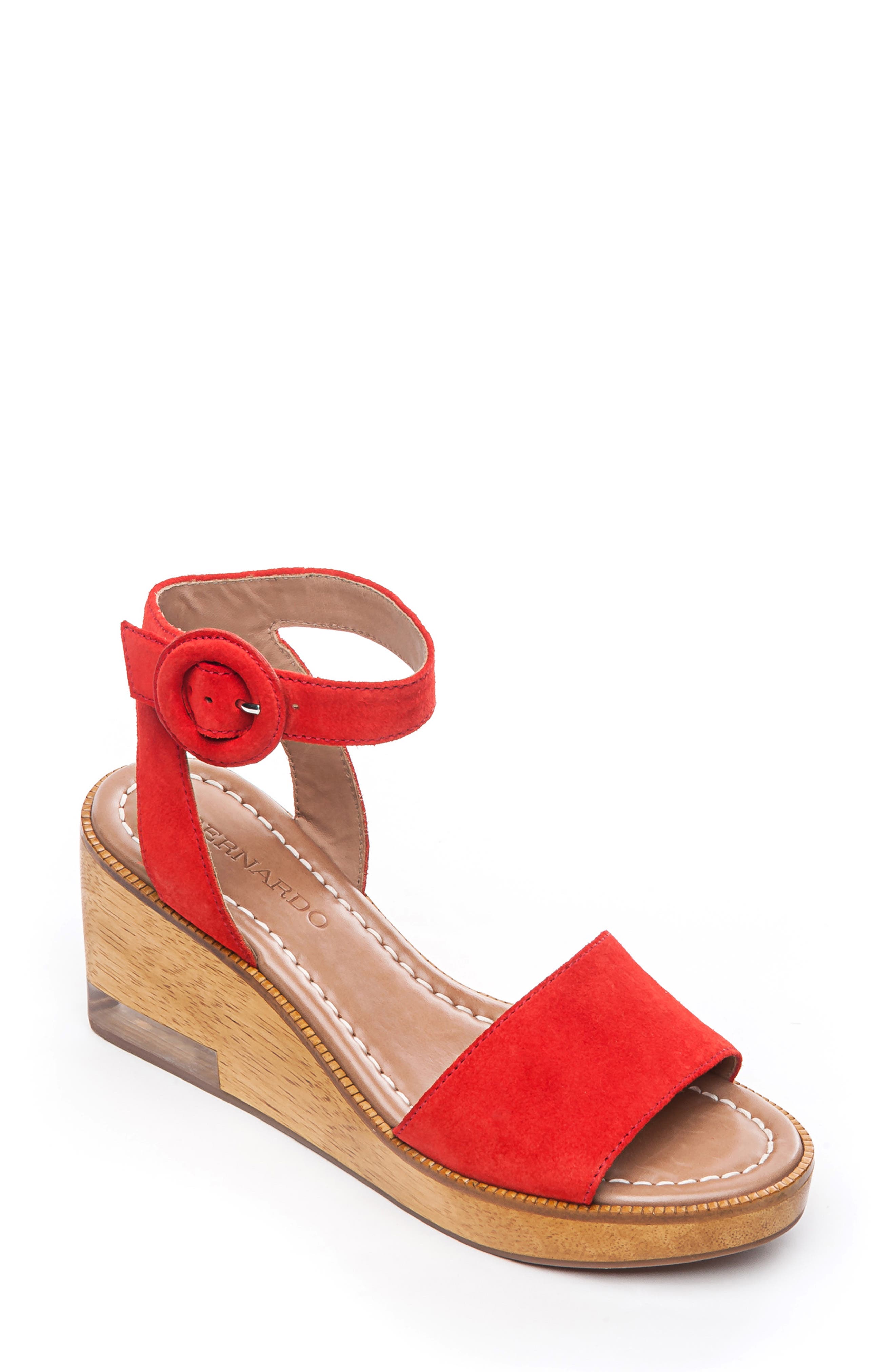 Bernardo Kate Platform Wedge Sandal- Red
