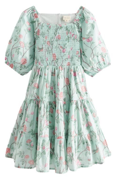 Laura Ashley Kids' Floral Tiered Cotton Dress Blue at Nordstrom,