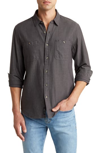 Lucky Brand Grom Mason Solid Button-up Shirt In Black