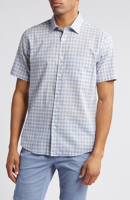 Scott Barber Check Short Sleeve Cotton Chambray Button-Up Shirt Dusk at Nordstrom,