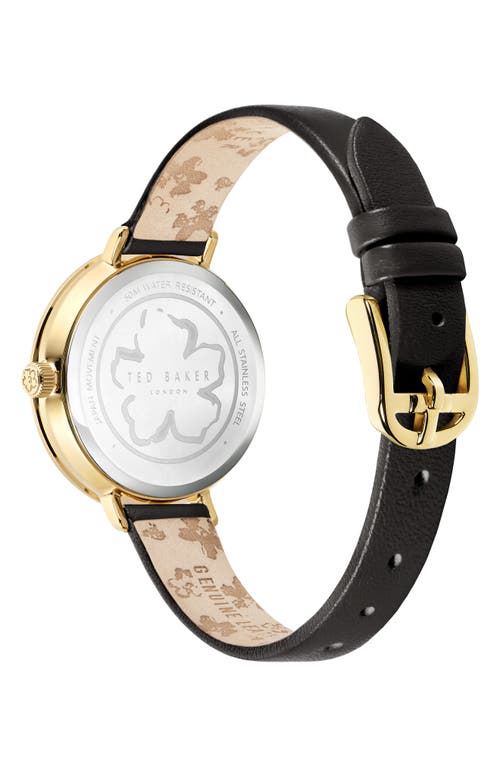 Shop Ted Baker London Ammy Magnolia 3h Leather Strap Watch, 34mm In Gold/cream/black