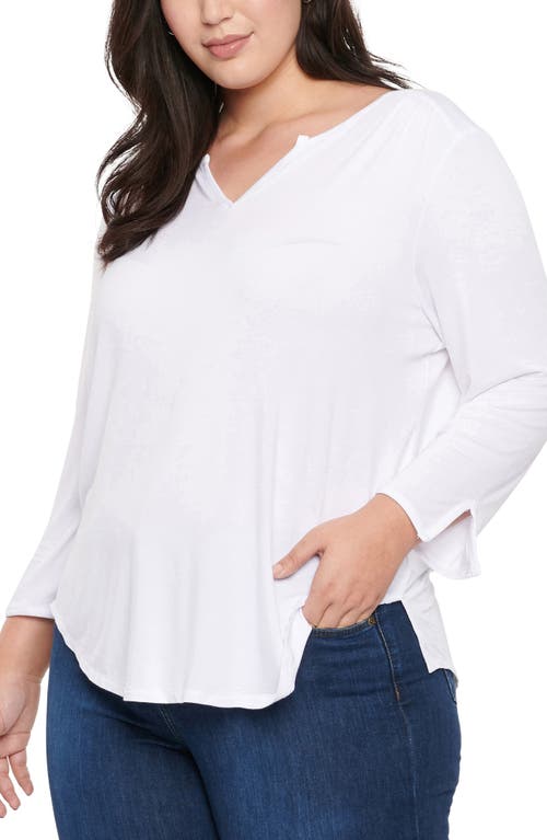 NYDJ Perfect Long Sleeve Top Optic White at Nordstrom,