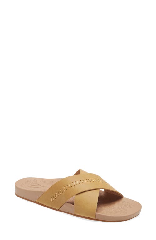 Shop Olukai Kipea Olu Slide Sandal In Golden Harvest/golden Sand