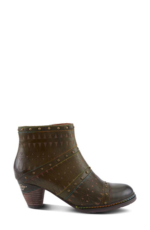 L'artiste By Spring Step Niobe Cap Toe Bootie In Olive Multi