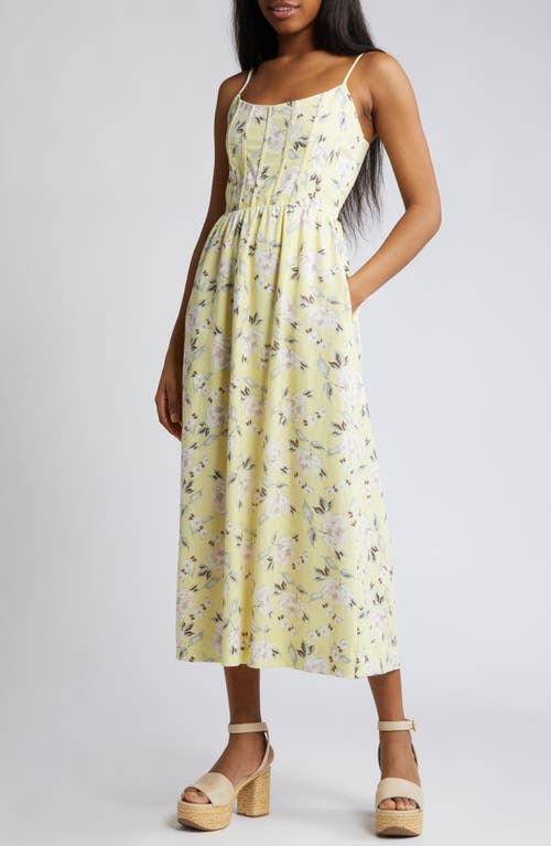 Floral Linen Blend Sundress in Yellow Floral