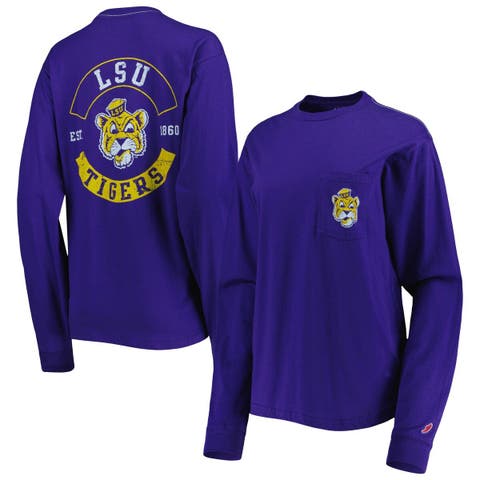 Women's League Collegiate Wear Purple Clemson Tigers Clothesline Cropped T-Shirt Size: Small