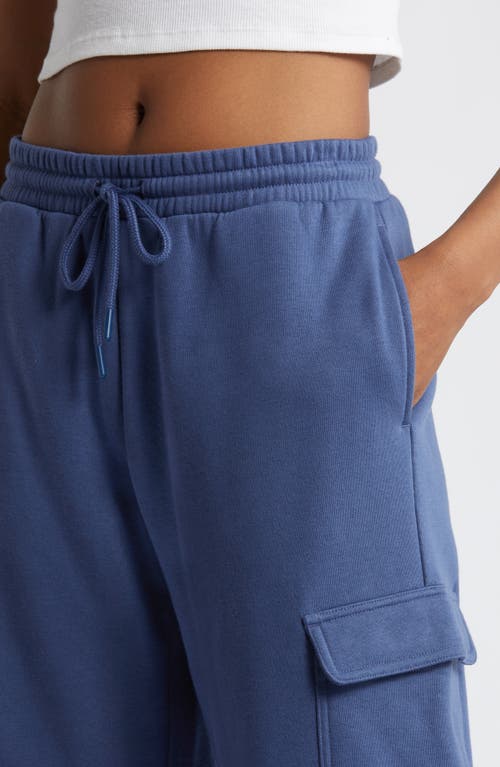 Shop Bp. Elastic Waist Wide Leg Fleece Cargo Pants In Blue Indigo