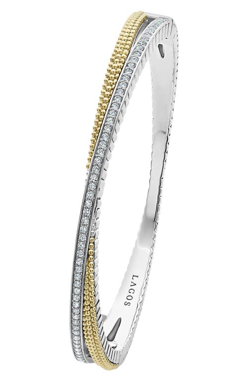 Shop Lagos Caviar Lux Diamond Bangle In Silver/diamond