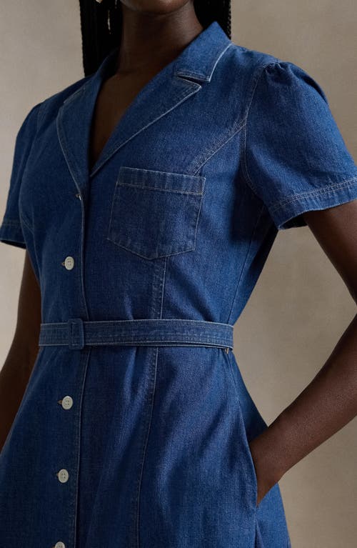 Shop Polo Ralph Lauren Hampton Belted Denim Midi Shirtdress In Indigo