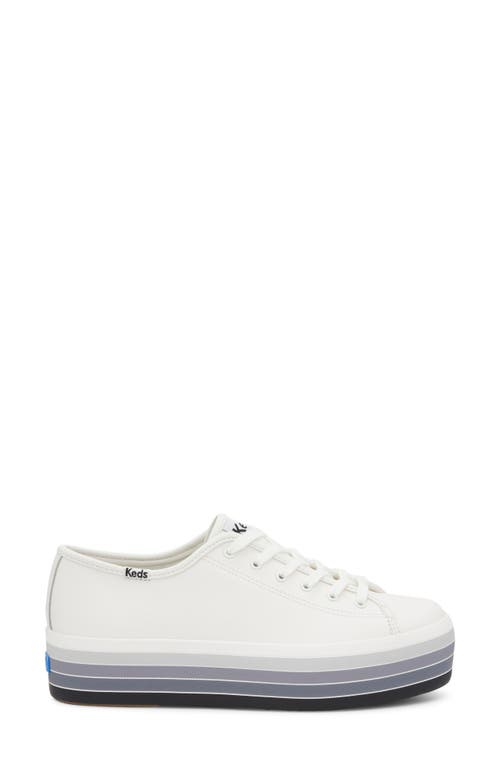 Keds Women's Triple Up Lace Up Gradient Foxing Canvas Sneakers In White Leather