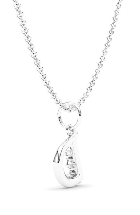 Hautecarat Graduated Lab-created Diamond Initial Letter Pendant Necklace In D - 18k White Gold