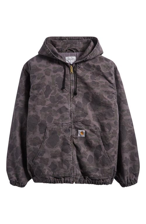 Shop Carhartt Work In Progress Duck Camo Print Organic Cotton Hooded Jacket In Camo Green/graphite Dyed