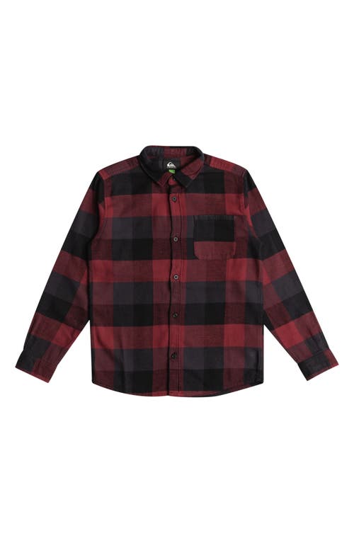 Quiksilver Kids' Motherfly Plaid Organic Cotton Flannel Button-Up Shirt Black at Nordstrom