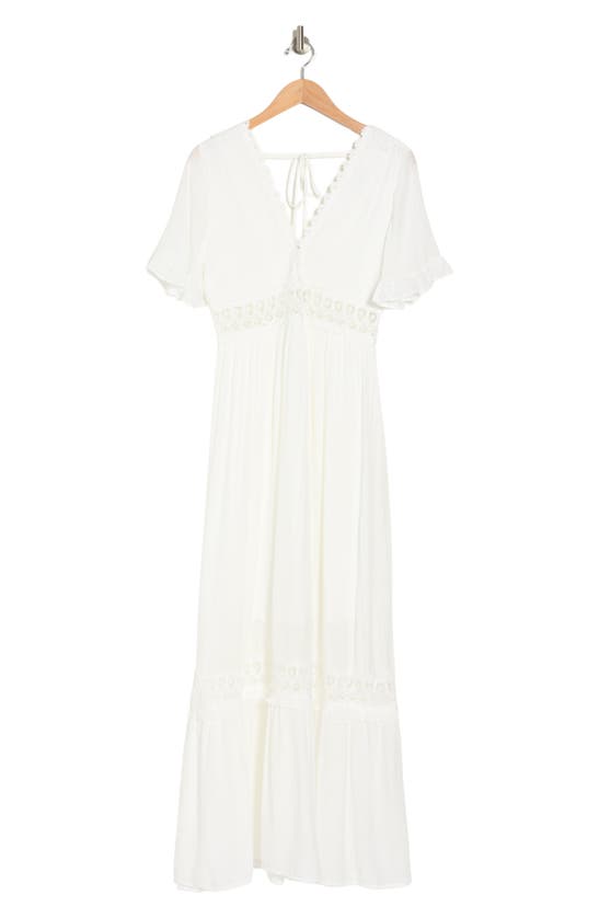 Wishlist Short Sleeve Crochet Dress In Ivory