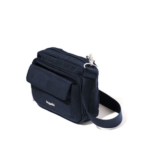 Baggallini Modern Double Zip Crossbody Bag In French Navy Twill