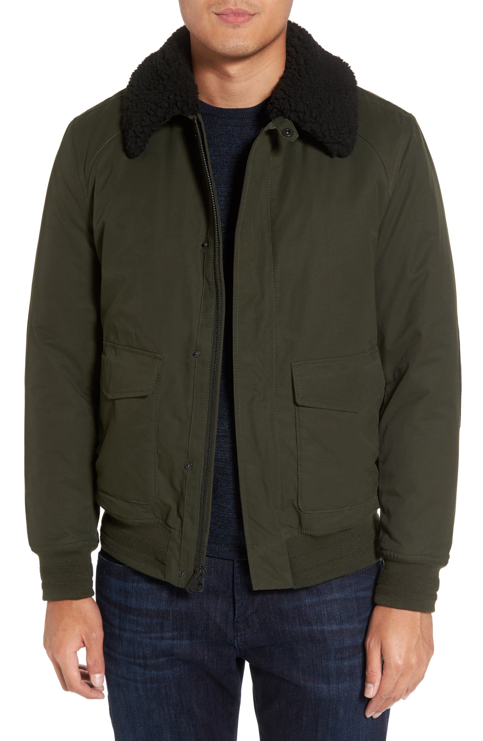 Calibrate Flight Bomber Jacket with Faux Shearling Trim | Nordstrom