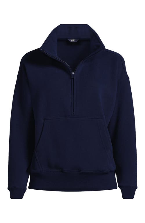 Shop Lands' End Serious Sweats Relaxed Long Sleeve Half Zip Sweatshirt In Deep Sea Navy