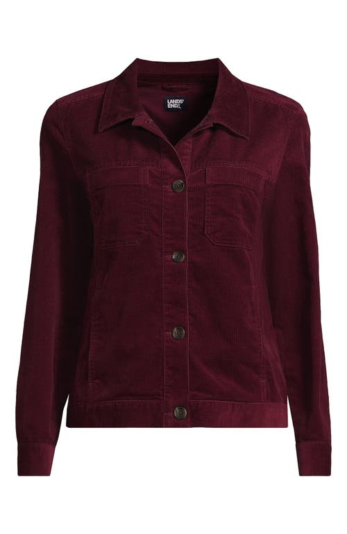 Shop Lands' End Corduroy Cropped Button Front Jacket In Rich Burgundy