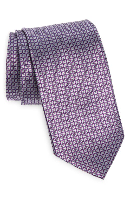 Shop David Donahue Neat Silk Tie In Lilac/white