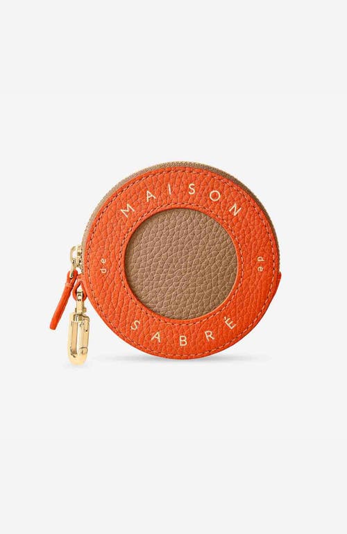 Shop Maison De Sabre Maison De Sabré Leather Coin Purse In Sandstone Manhattan