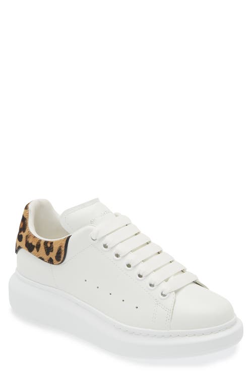 Shop Alexander Mcqueen Oversize Sneaker In White/leopard Print Calf Hair