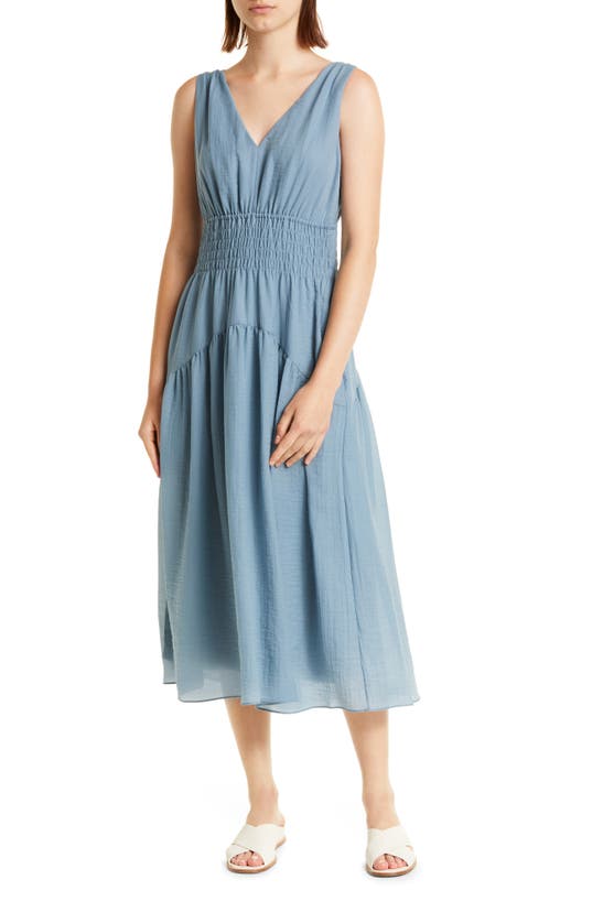 Vince V-neck Sleeveless Dress In Lake