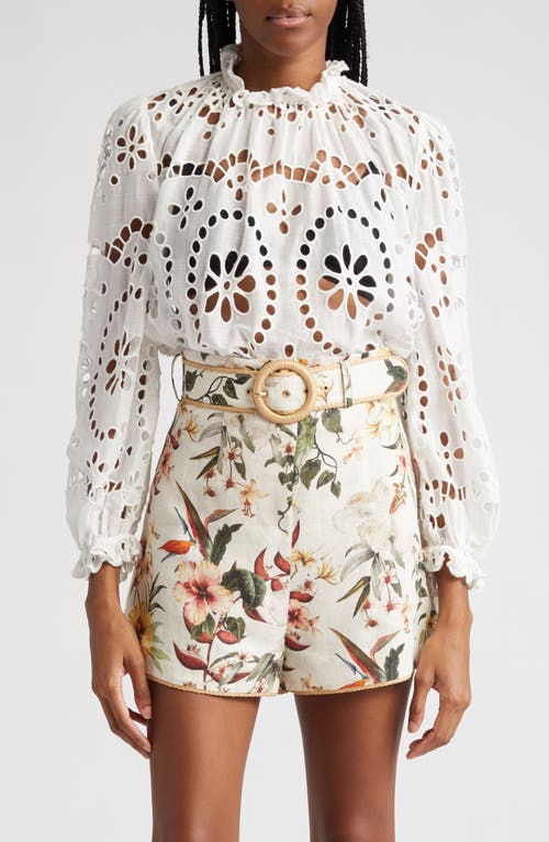 Zimmermann Lexi Embroidered Eyelet Top in Ivory at Nordstrom, Size 1