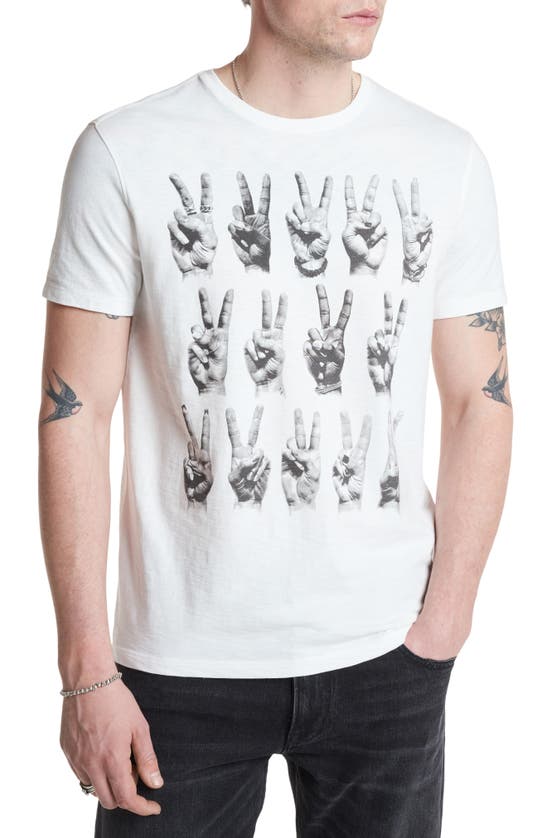 Shop John Varvatos Peace Hands Graphic T-shirt In Salt