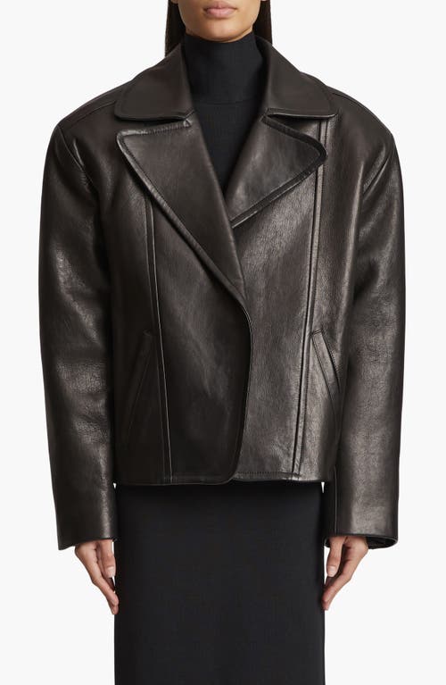 Khaite Dolores Oversize Leather Jacket In Black