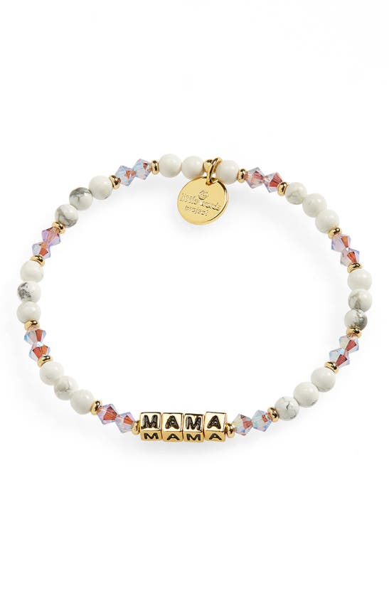 Little Words Project Mama Beaded Stretch Bracelet In Pink/ White/ Gold