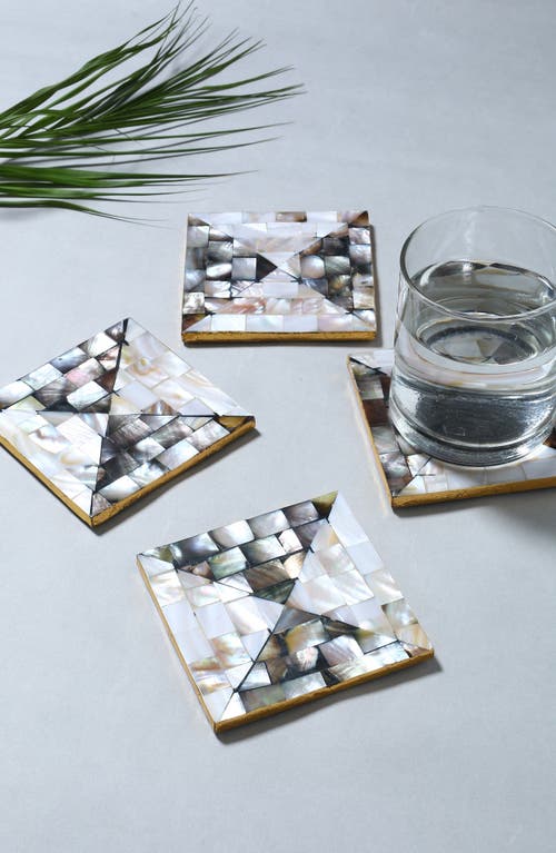 TIRAMISU TIRAMISU SET OF 4 MOTHER OF PEARL RESIN COASTERS 