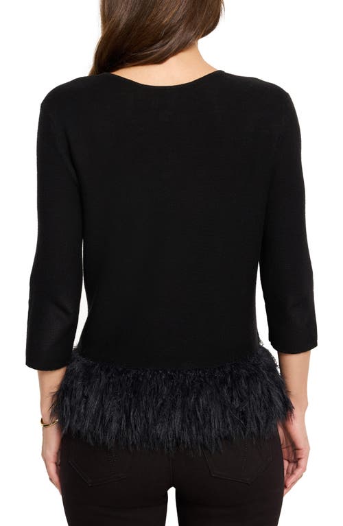 Nic + Zoe Feather Fringe Sweater In Black Onx In Black