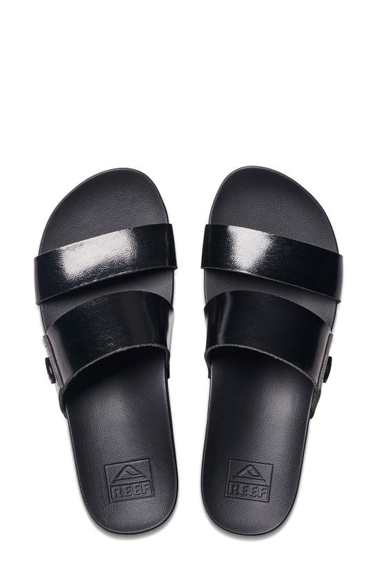 Reef Cushion Vista Hi Slide Sandal In Black Patent