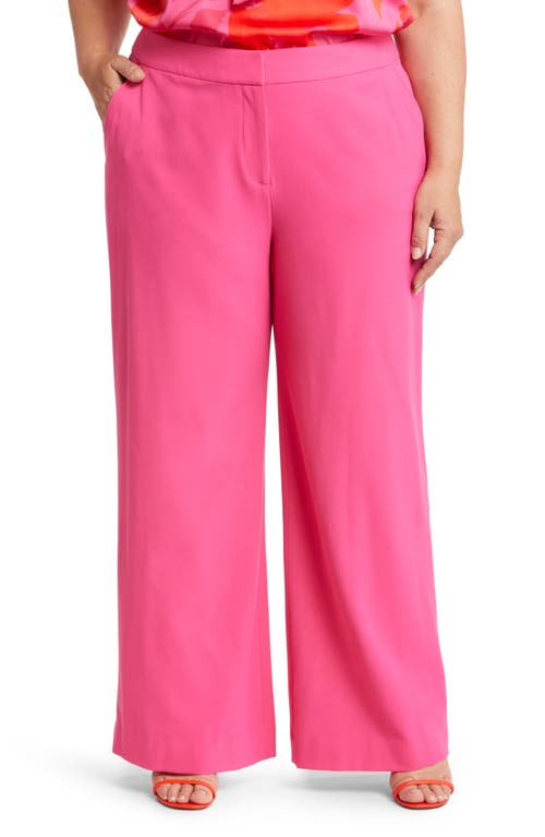 Tahari ASL High Waist Wide Leg Pants Hot Pink at Nordstrom,