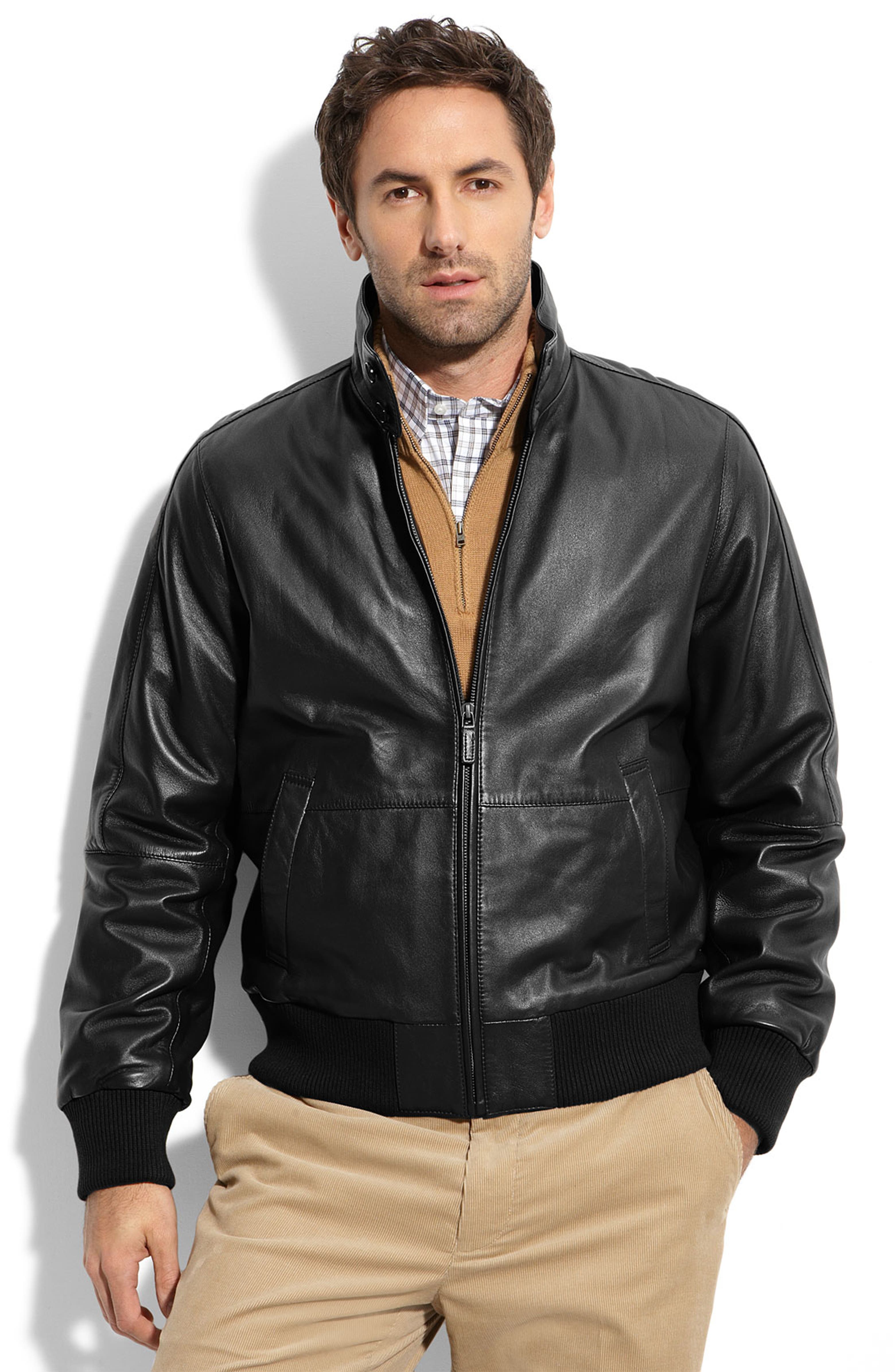 Façonnable Lambskin Leather Blouson Jacket | Nordstrom