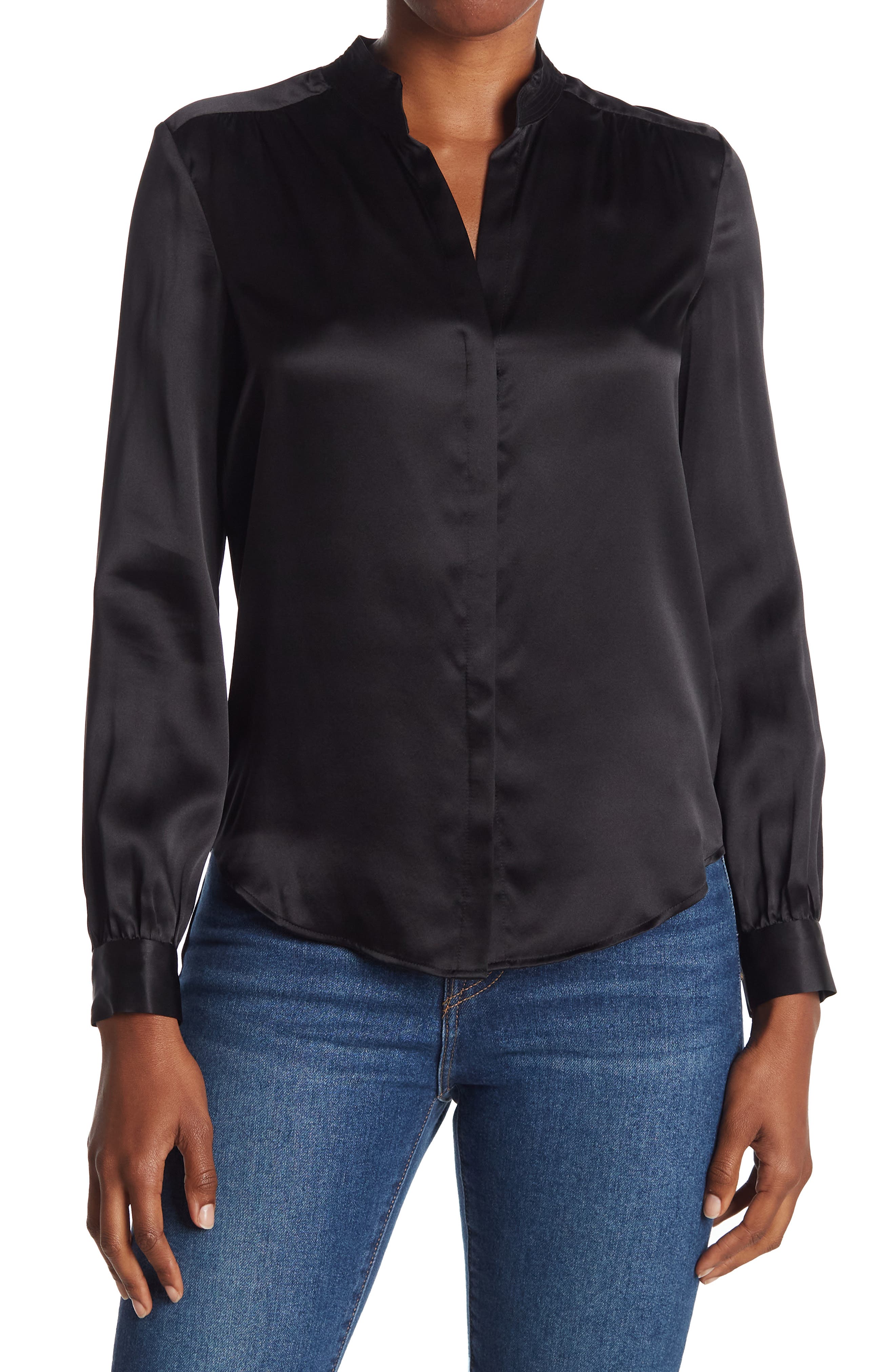 L'Agence Bianca Silk Charmeuse Button-Down Blouse