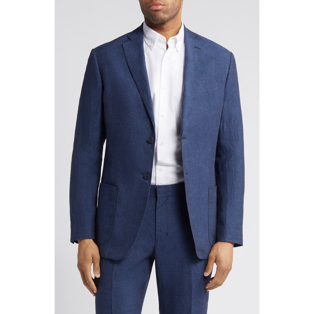 Nordstrom Patch Pocket Linen Sport Coat In Navy Blazer