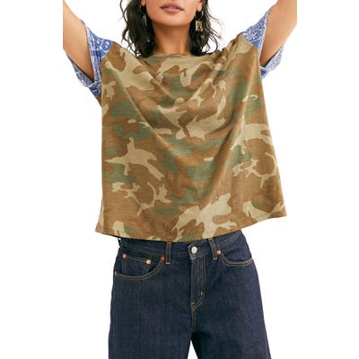 Free People Clarity Cotton Blend Tee, Green