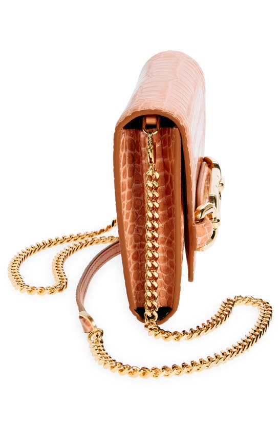 Shop Tom Ford Mini Whitney Croc Embossed Leather Shoulder Bag In Rose Clay