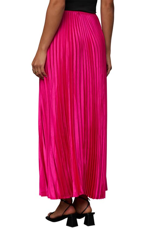 Shop Vici Collection Antonella Pleated Satin Skirt In Fuchsia