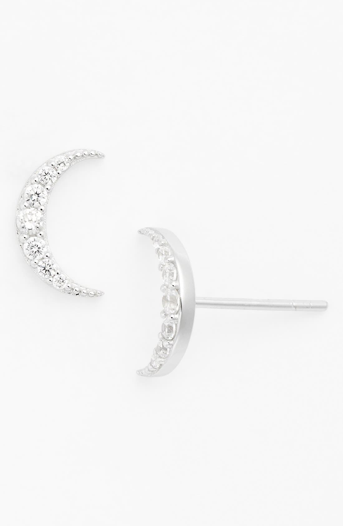 Sugar Bean Jewelry Pavé Crescent Stud Earrings Nordstrom