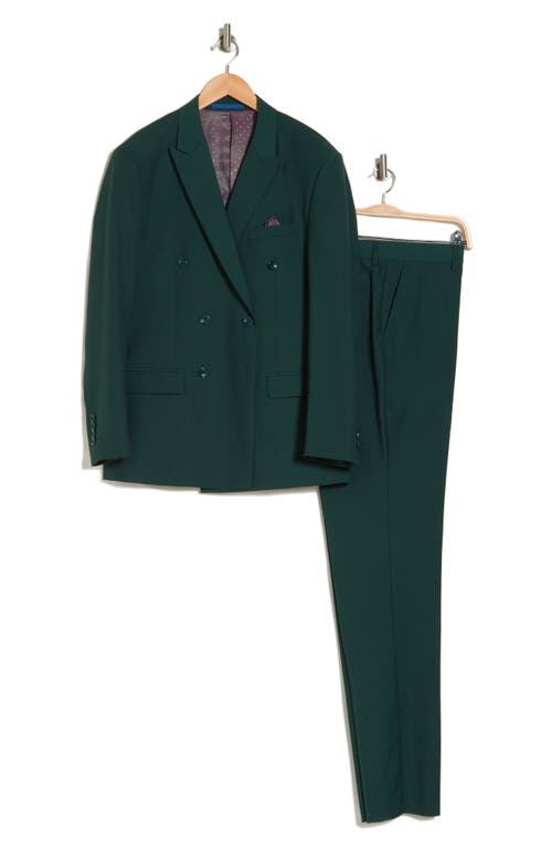 Gino Vitale Slim Fit Solid Double Breasted Suit In Hunter Green